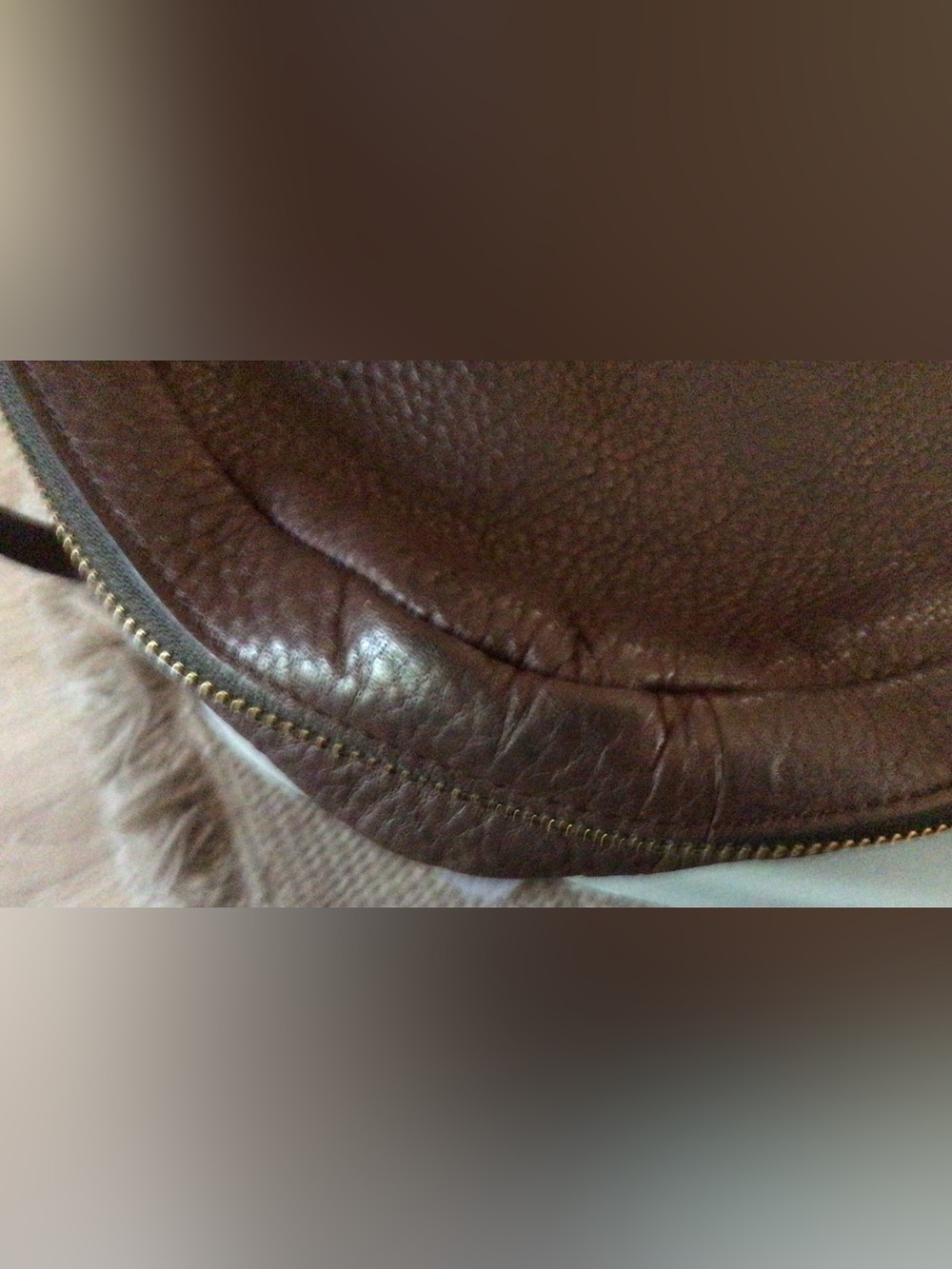 Fossil / Preston Espresso Pebbled Leather Crossbody Bag with Gold Hardware - Picture 11 of 12